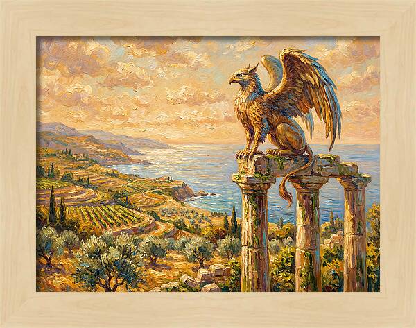 Majestic Griffin Overlooking Coastline