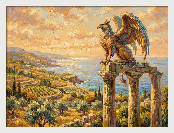 Majestic Griffin Overlooking Coastline