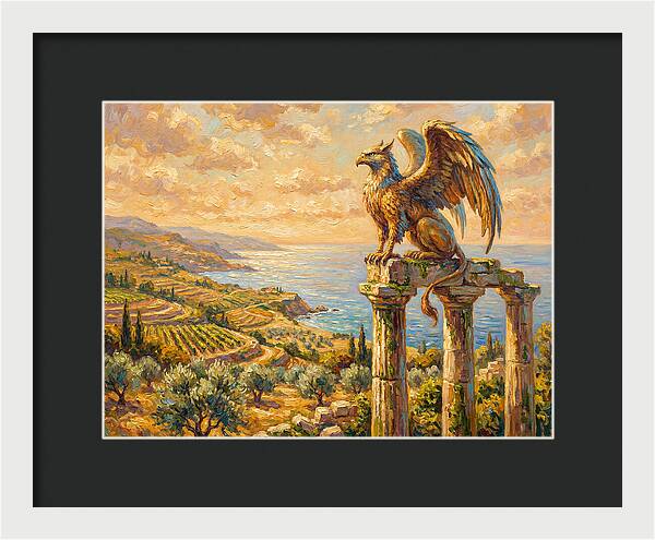 Majestic Griffin Overlooking Coastline
