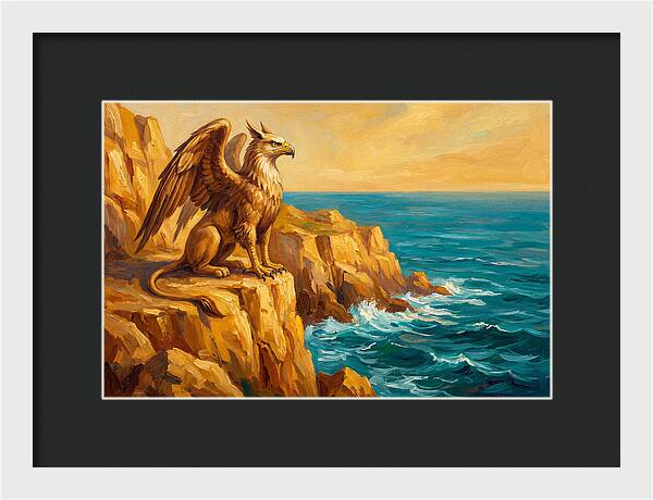 Majestic Griffin Overlooking Sea
