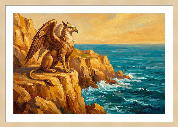 Majestic Griffin Overlooking Sea