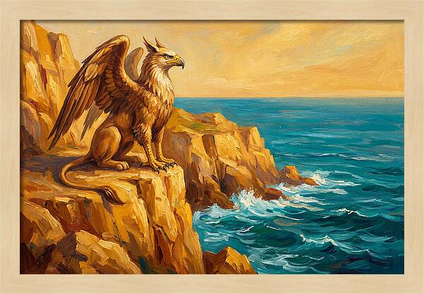 Majestic Griffin Overlooking Sea