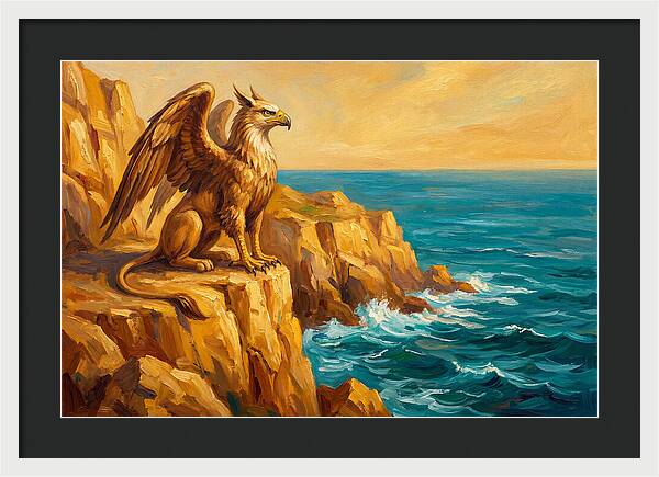 Majestic Griffin Overlooking Sea