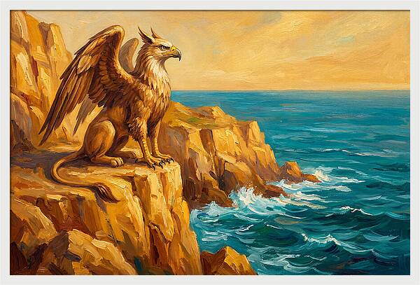 Majestic Griffin Overlooking Sea