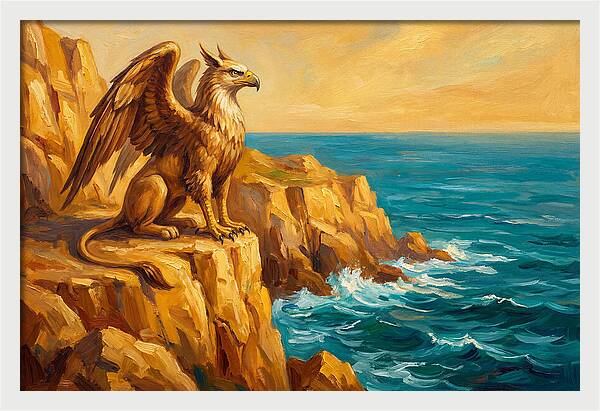 Majestic Griffin Overlooking Sea