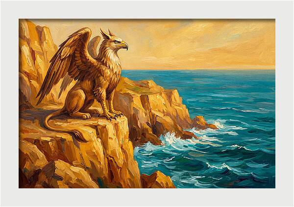 Majestic Griffin Overlooking Sea
