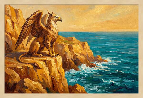 Majestic Griffin Overlooking Sea