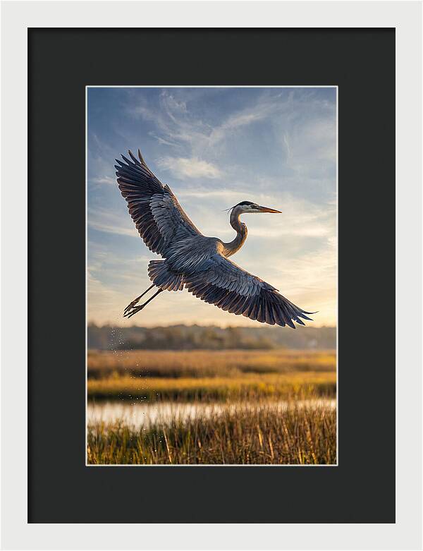 Majestic Heron Soaring Above