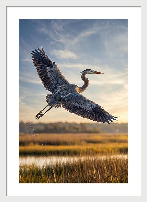 Majestic Heron Soaring Above