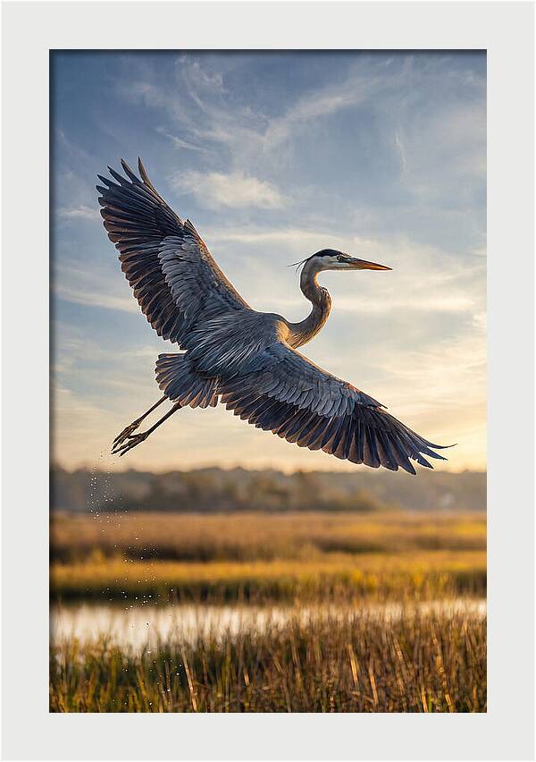 Majestic Heron Soaring Above
