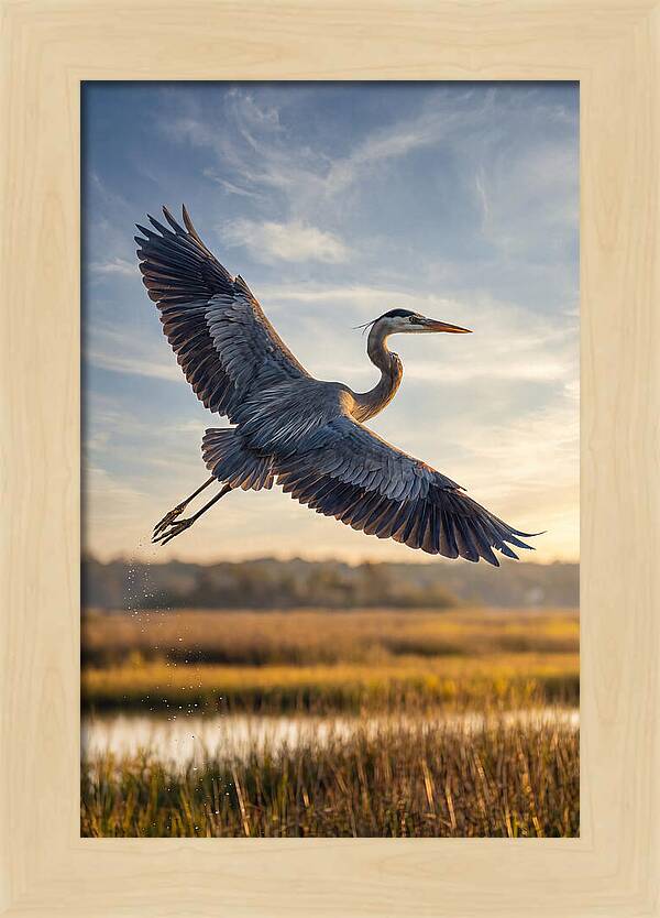 Majestic Heron Soaring Above