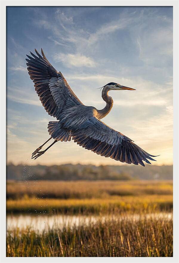 Majestic Heron Soaring Above