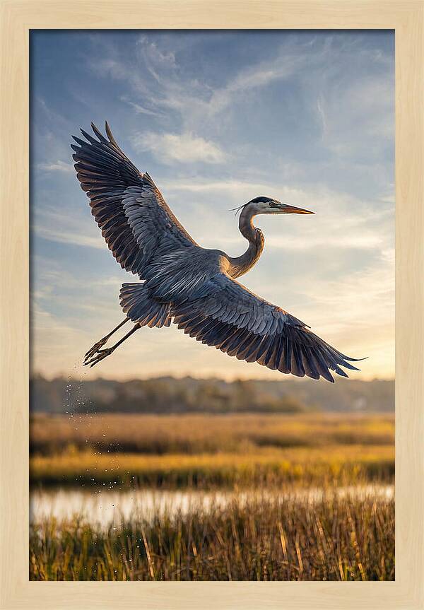 Majestic Heron Soaring Above