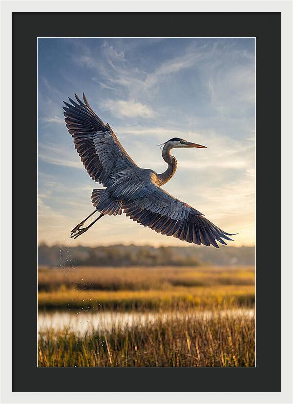 Majestic Heron Soaring Above