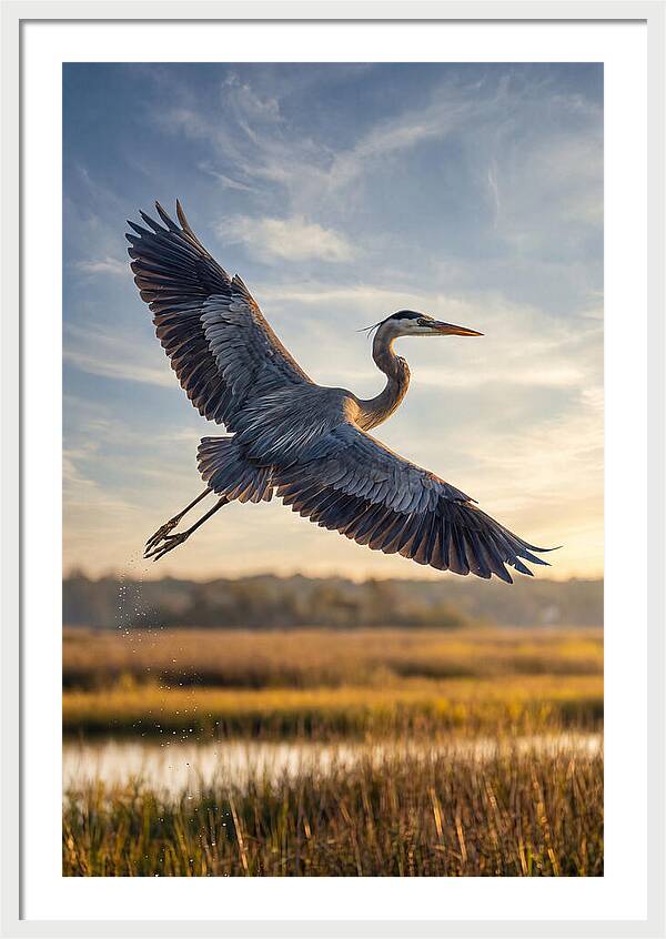 Majestic Heron Soaring Above