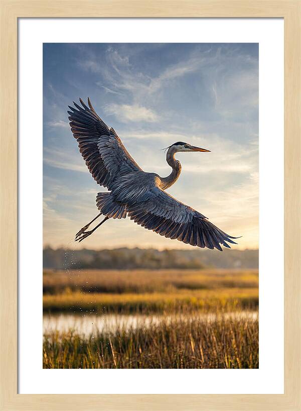 Majestic Heron Soaring Above