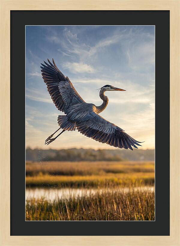 Majestic Heron Soaring Above