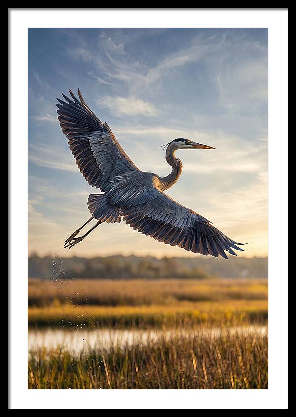 Majestic Heron Soaring Above