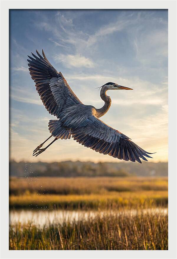 Majestic Heron Soaring Above