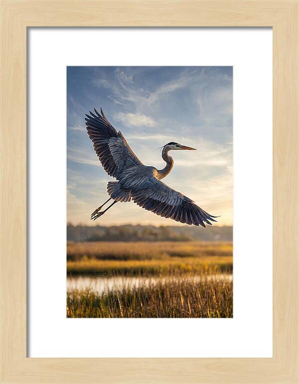 Majestic Heron Soaring Above