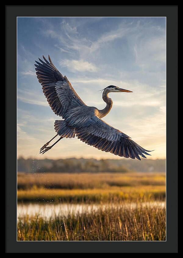 Majestic Heron Soaring Above