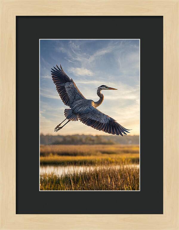 Majestic Heron Soaring Above