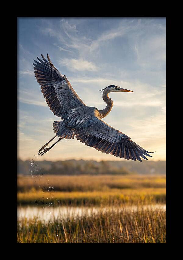 Majestic Heron Soaring Above