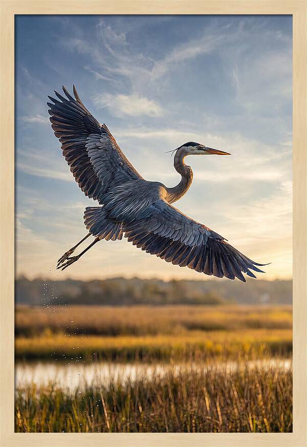 Majestic Heron Soaring Above