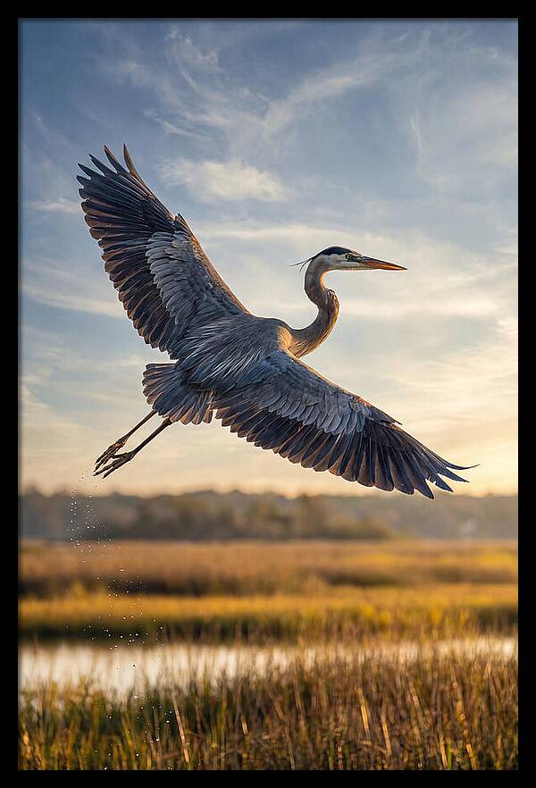 Majestic Heron Soaring Above