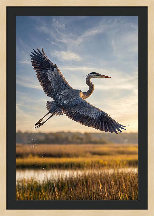 Majestic Heron Soaring Above