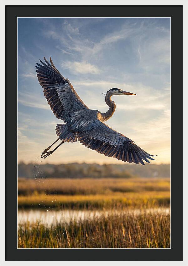 Majestic Heron Soaring Above