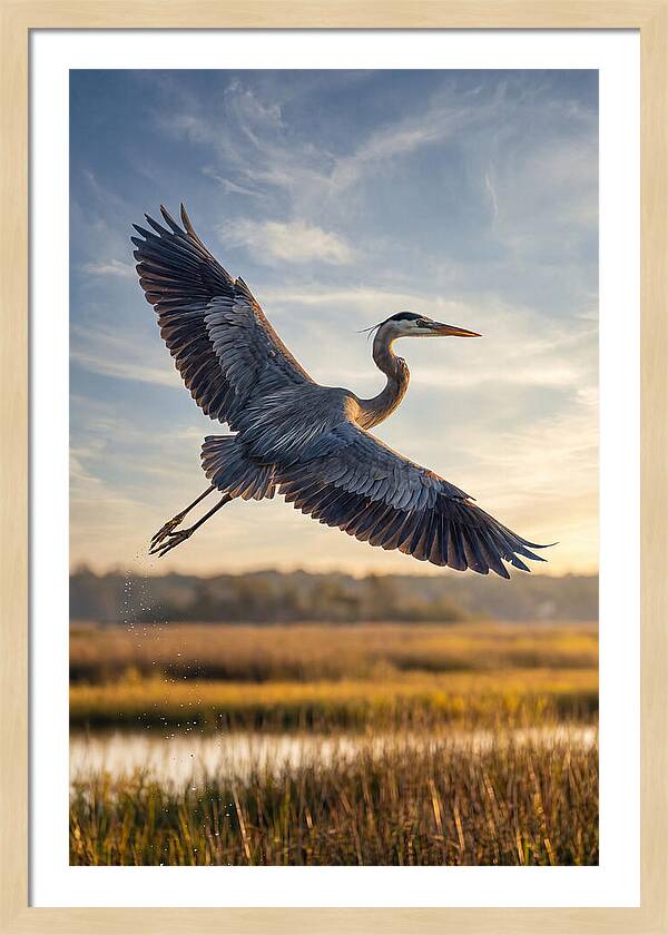 Majestic Heron Soaring Above
