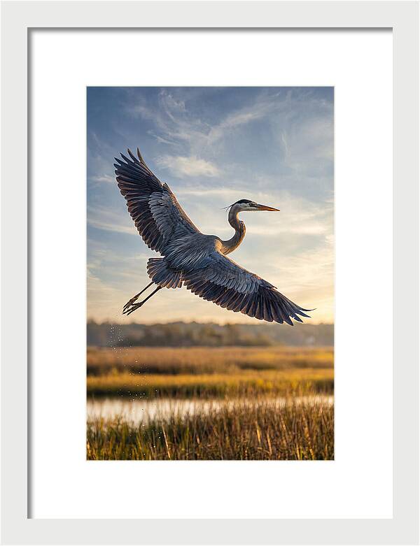 Majestic Heron Soaring Above