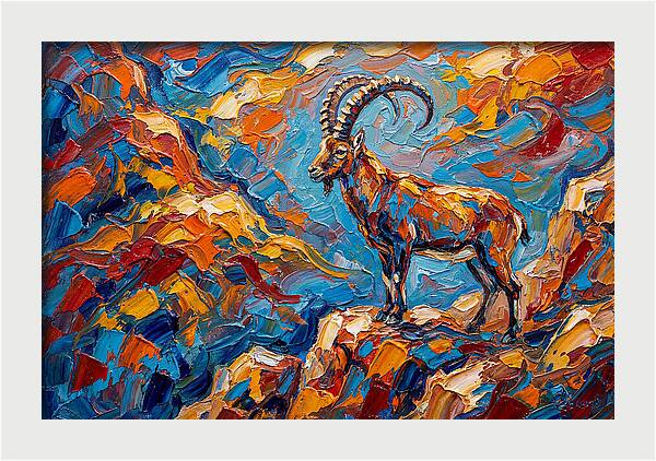 Majestic Ibex In Vibrant Landscape