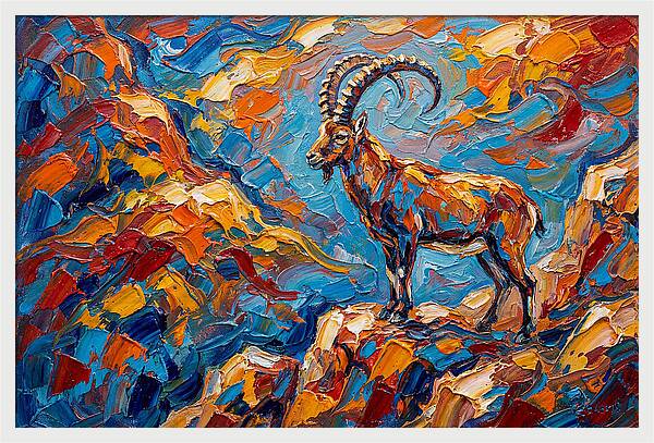 Majestic Ibex In Vibrant Landscape