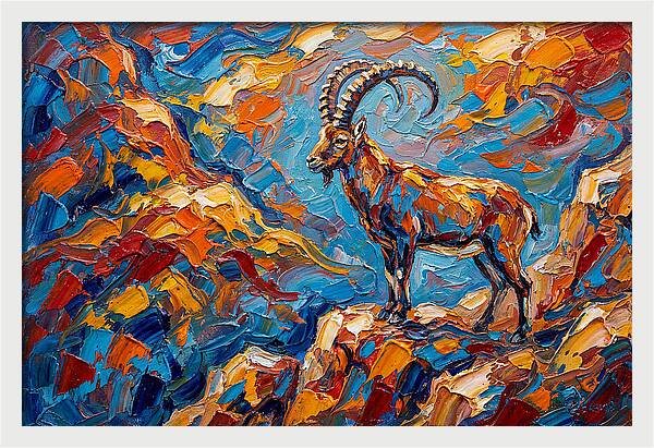 Majestic Ibex In Vibrant Landscape