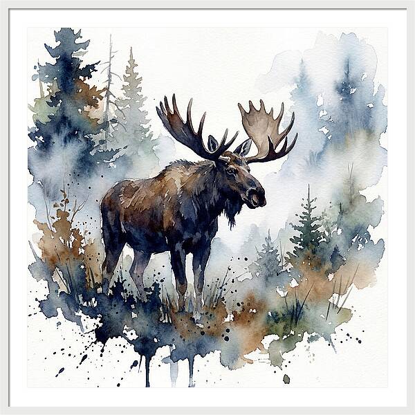 Majestic Moose In Watercolor