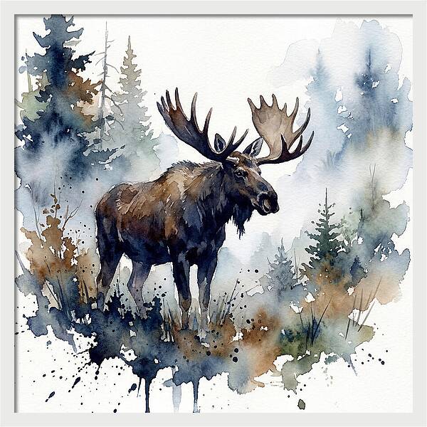 Majestic Moose In Watercolor