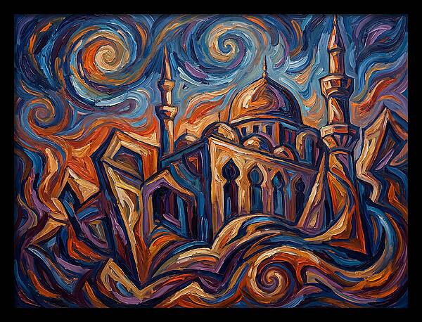Majestic Mosque In Vibrant Swirls