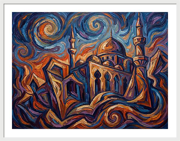 Majestic Mosque In Vibrant Swirls