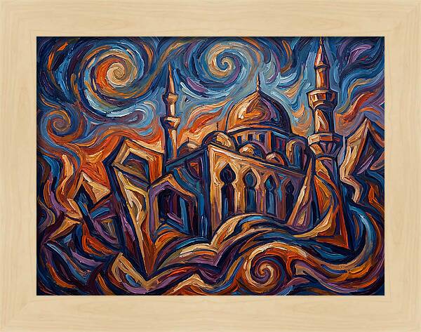 Majestic Mosque In Vibrant Swirls