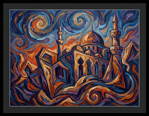 Majestic Mosque In Vibrant Swirls