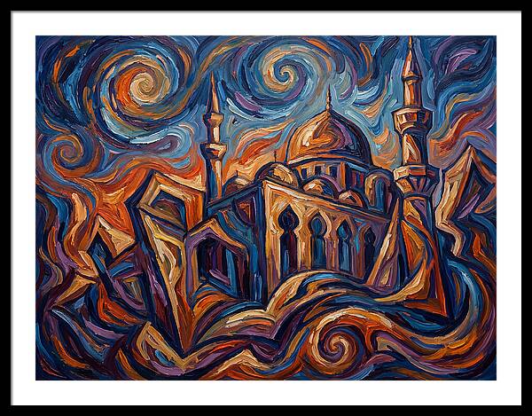 Majestic Mosque In Vibrant Swirls
