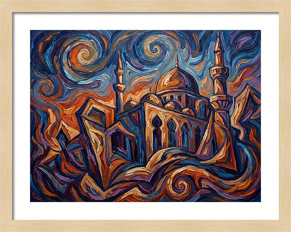 Majestic Mosque In Vibrant Swirls