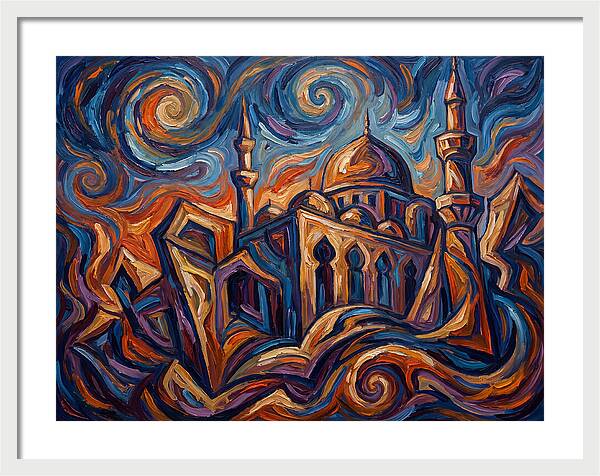 Majestic Mosque In Vibrant Swirls