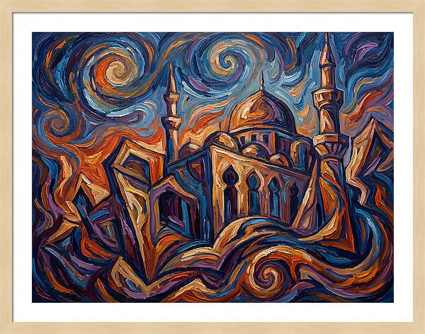 Majestic Mosque In Vibrant Swirls