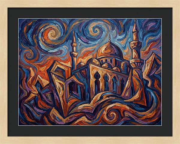 Majestic Mosque In Vibrant Swirls