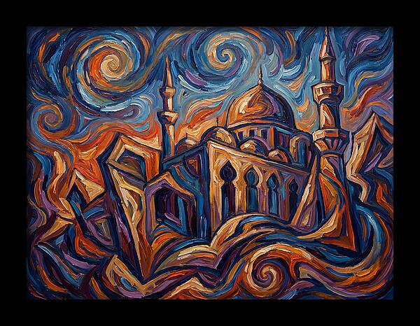 Majestic Mosque In Vibrant Swirls