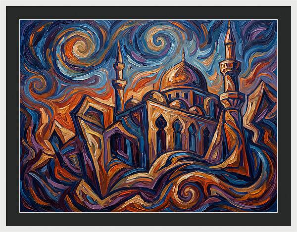 Majestic Mosque In Vibrant Swirls