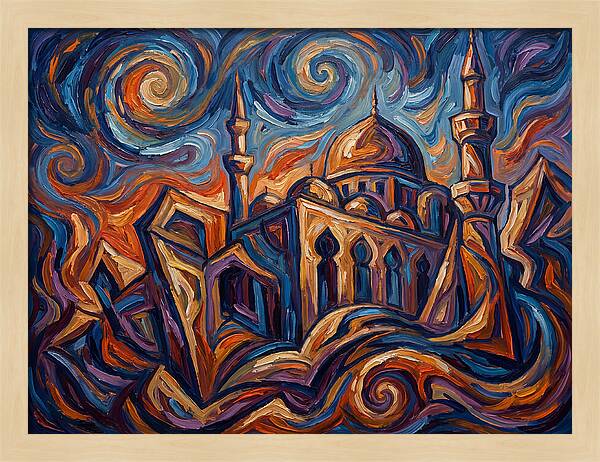 Majestic Mosque In Vibrant Swirls
